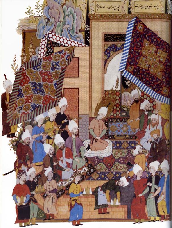 Shaykh Muhammad Joseph,Haloed in his tajalli,at his wedding feast France oil painting art